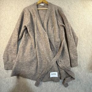 H&M Mama Maternity Wrap Cardigan Sweater Brown Marled Knit Tie Waist Size M